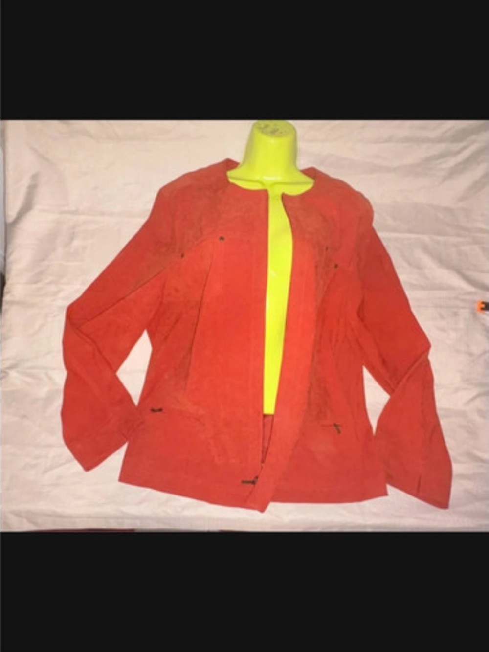 JM Collection Orange Suede Open-Front Jacket